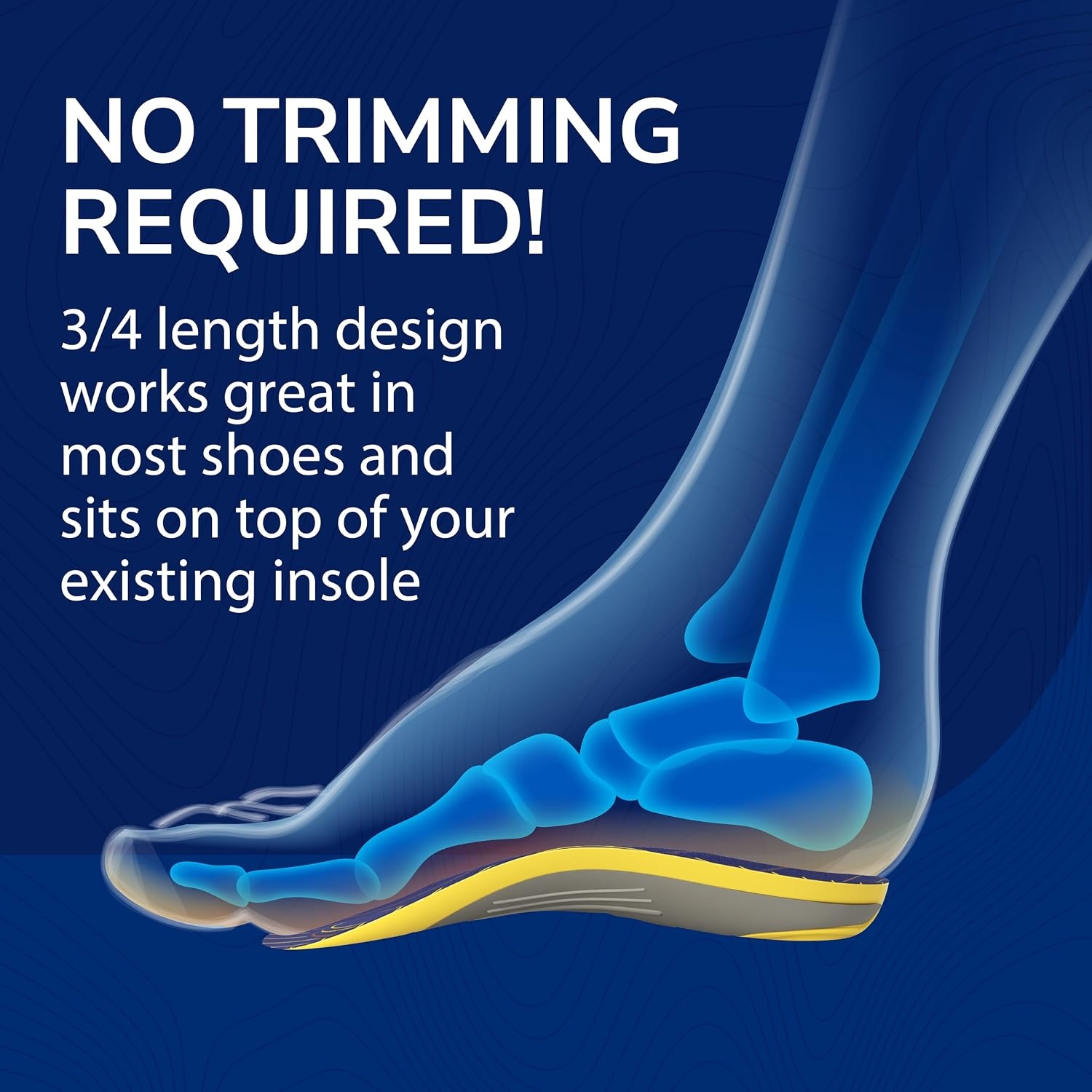 image:imageDr Scholls Custom Fit Orthotics 34 Length Arch Support Shoe Inserts Plantar Fasciitis Relief Insoles for Men and Women Immediate AllDay Total Lower Body Pain Relief FSA HSA Eligible CF410Yellow Grey