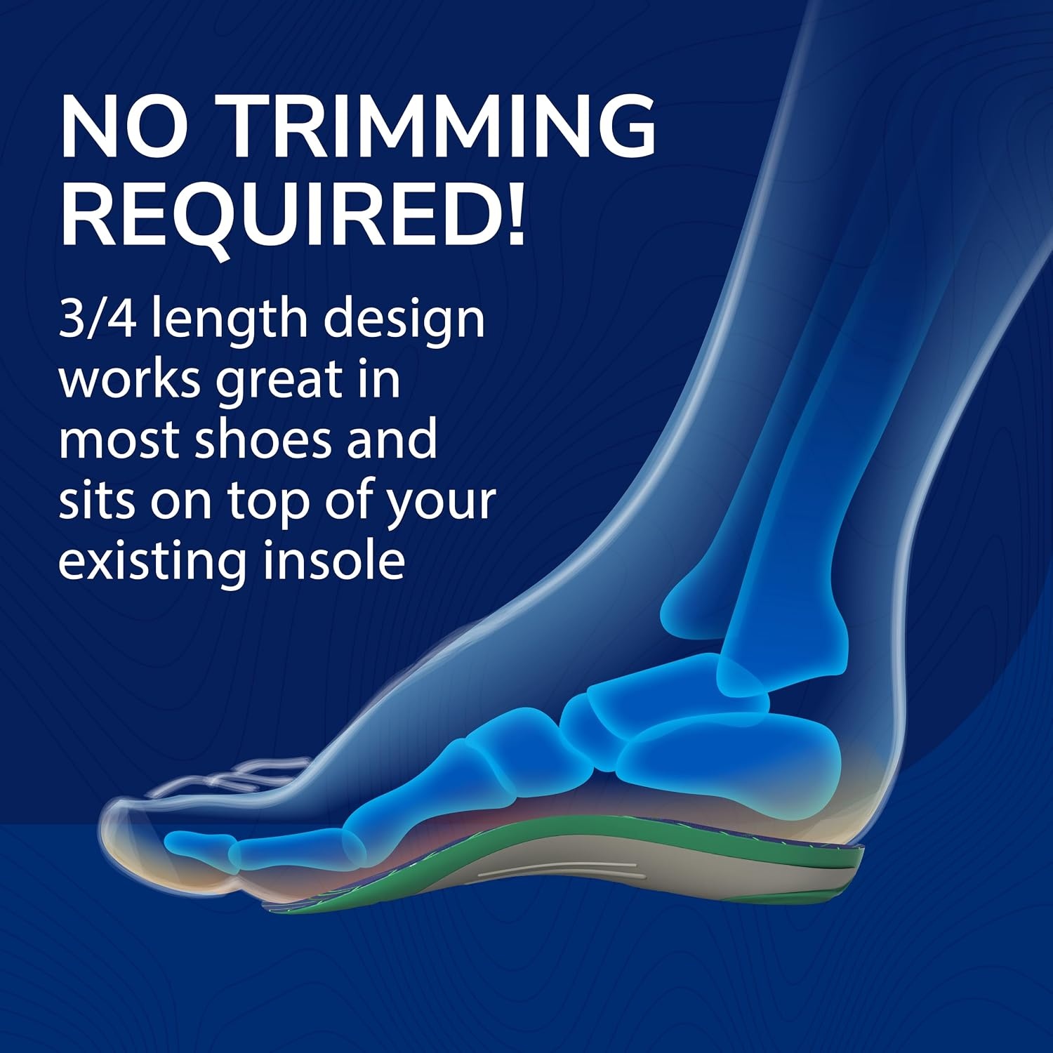 image:imageDr Scholls Custom Fit Orthotics 34 Length Arch Support Shoe Inserts Plantar Fasciitis Relief Insoles for Men and Women Immediate AllDay Total Lower Body Pain Relief FSA HSA Eligible CF410Green Grey