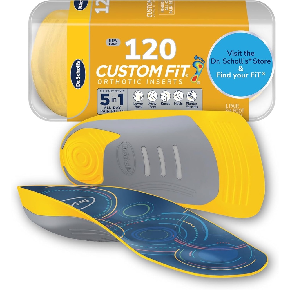 image:imageDr Scholls Custom Fit Orthotics 34 Length Arch Support Shoe Inserts  Plantar Fasciitis Relief Insoles for Men and Women Immediate AllDay Total Lower Body Pain Relief FSA HSA Eligible CF410Yellow  Grey